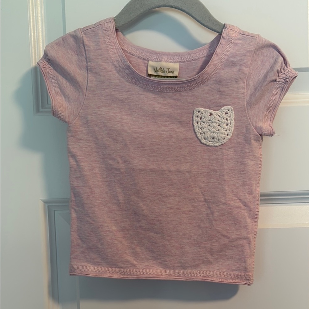 Matilda Jane Girls Pink Tshirt with Crochet Pocket